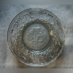 Princess House Fantasia Poinsettia Pattern Frosted Center Bread Plates Set of 3